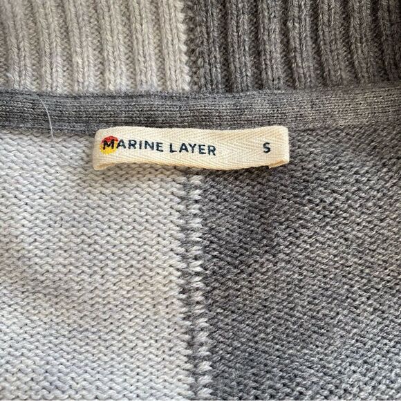 Marine Layer Gisel Oversize Contrast Panel Sweater Vapor/Pavement Merino Small - Picture 4 of 6